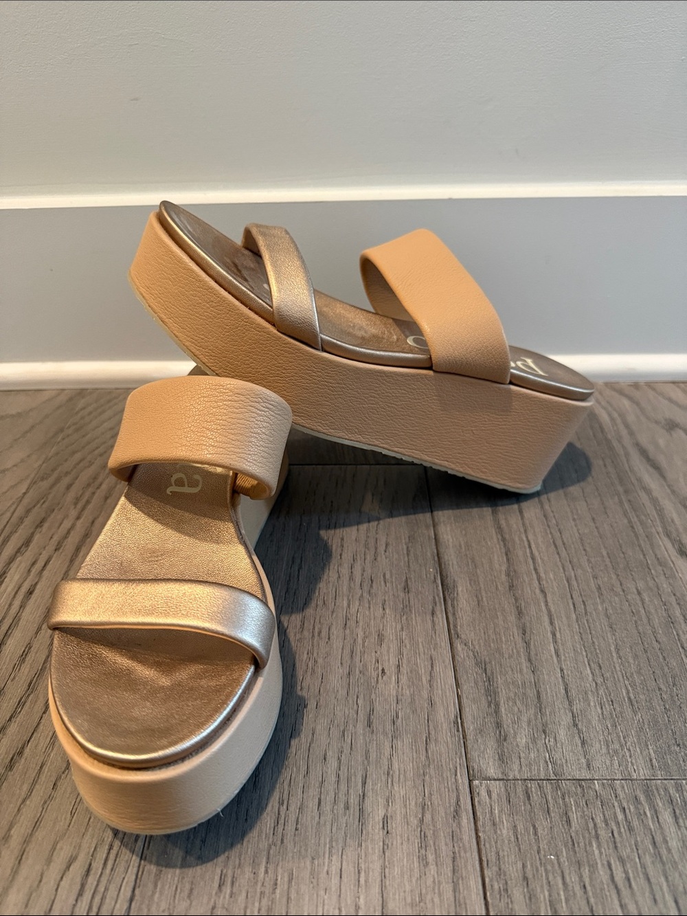 Pedro Garcia Made in Spain Platform Sandals Nude and Metallic